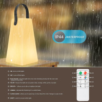 LED venkovní lampa s dálkovým ovládáním, přenosná stolní lampa pro venkovní použití se 8 barvami, USB dobíjecí, vodotěsná