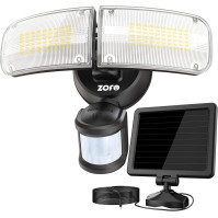 ZOFO Solární lampy s pohybovým senzorem, solární LED reflektor, nastavitelná venkovní solární svítilna, super světlá 1800LM