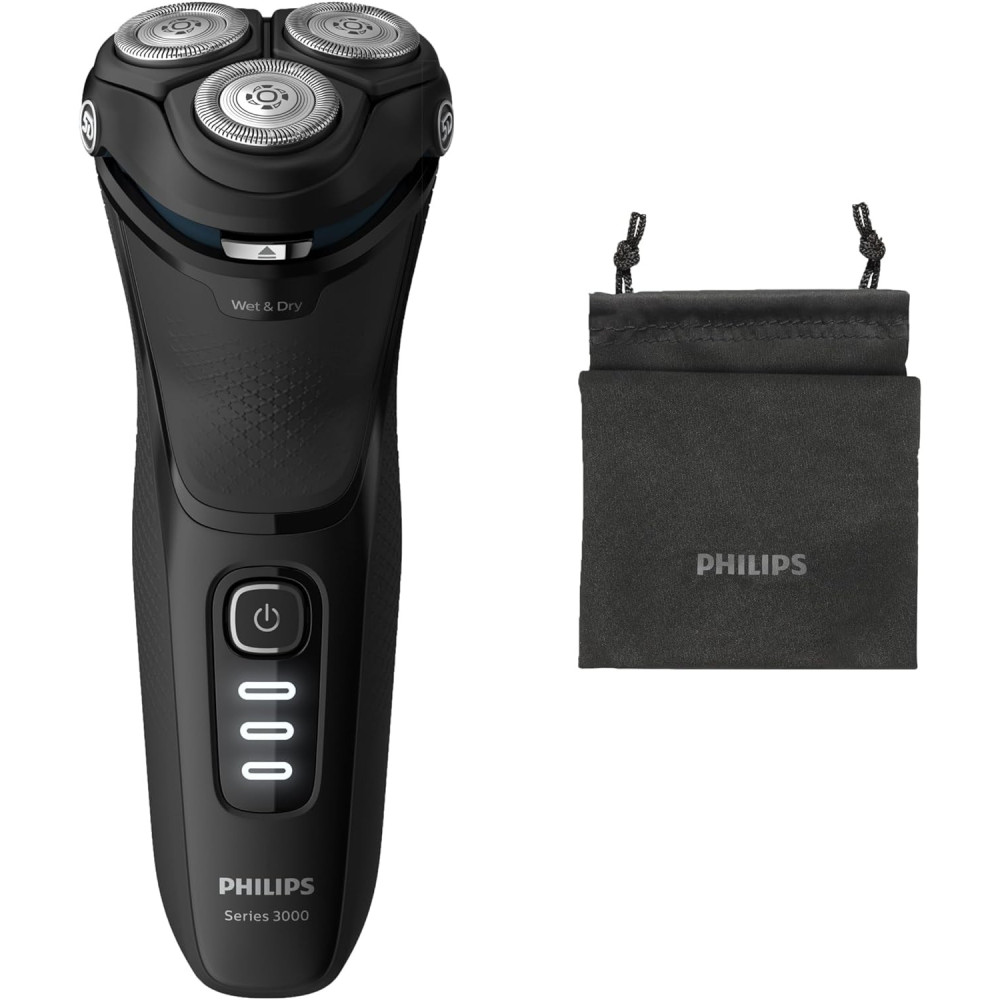 Philips Shaver Řada 3000 - Elektrický suchý a mokrý holicí strojek pro muže s vysouvacím zastřihovačem a cestovní taškou