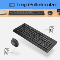 HP 230 Myš a klávesnice (bezdrátová myš a klávesnice, USB dongle, až 16 měsíců výdrže baterie, QWERTZ rozložení) černá