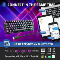 RK ROYAL KLUDGE RK61 Bezdrátová mechanická herní klávesnice AZERTY 60% Bluetooth/2,4 GHz/USB-C Red Hot Replaceable Switc