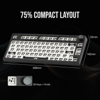 EPOMAKER TH80 Pro 75% 80 kláves vyměnitelná za provozu Bluetooth 5.0/2.4GHz/drátová sada mechanické herní klávesnice