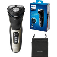 Philips Shaver série 3000 - elektrický mokrý a suchý holicí strojek pro muže s výklopným zastřihovačem a cestovní taškou