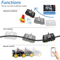 FREENOVE 4WD Car Kit with RF Remote - Sada na vzdálené ovládání 4WD, kompatibilní s Arduino IDE, s funkcemi sledování