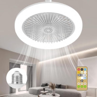 Umikk 40W stropní ventilátor s osvětlením, stropní ventilátor s osvětlením a dálkovým ovládáním, 28cm, s funkcí časování