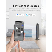 Dreo Smart Silent Tower ventilátor, WiFi Alexa ventilátor, 7,3 m/s rychlostní elektrický chladicí ventilátor, 90° oscilační