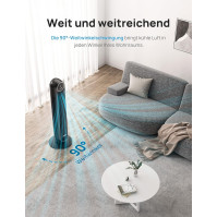 Dreo Smart Silent Tower ventilátor, WiFi Alexa ventilátor, 7,3 m/s rychlostní elektrický chladicí ventilátor, 90° oscilační