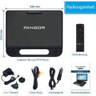 FANGOR 10,1 palcový přenosný Blu-ray DVD přehrávač s otočnou obrazovkou o 270 °, 1920 * 1080 Full HD domácí kino