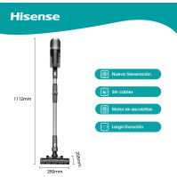 Akumulátorový vysavač Hisense HVC6464A, 25,2 V, doba chodu až 60 minut, LED displej, příslušenství pro vysávání a čištění