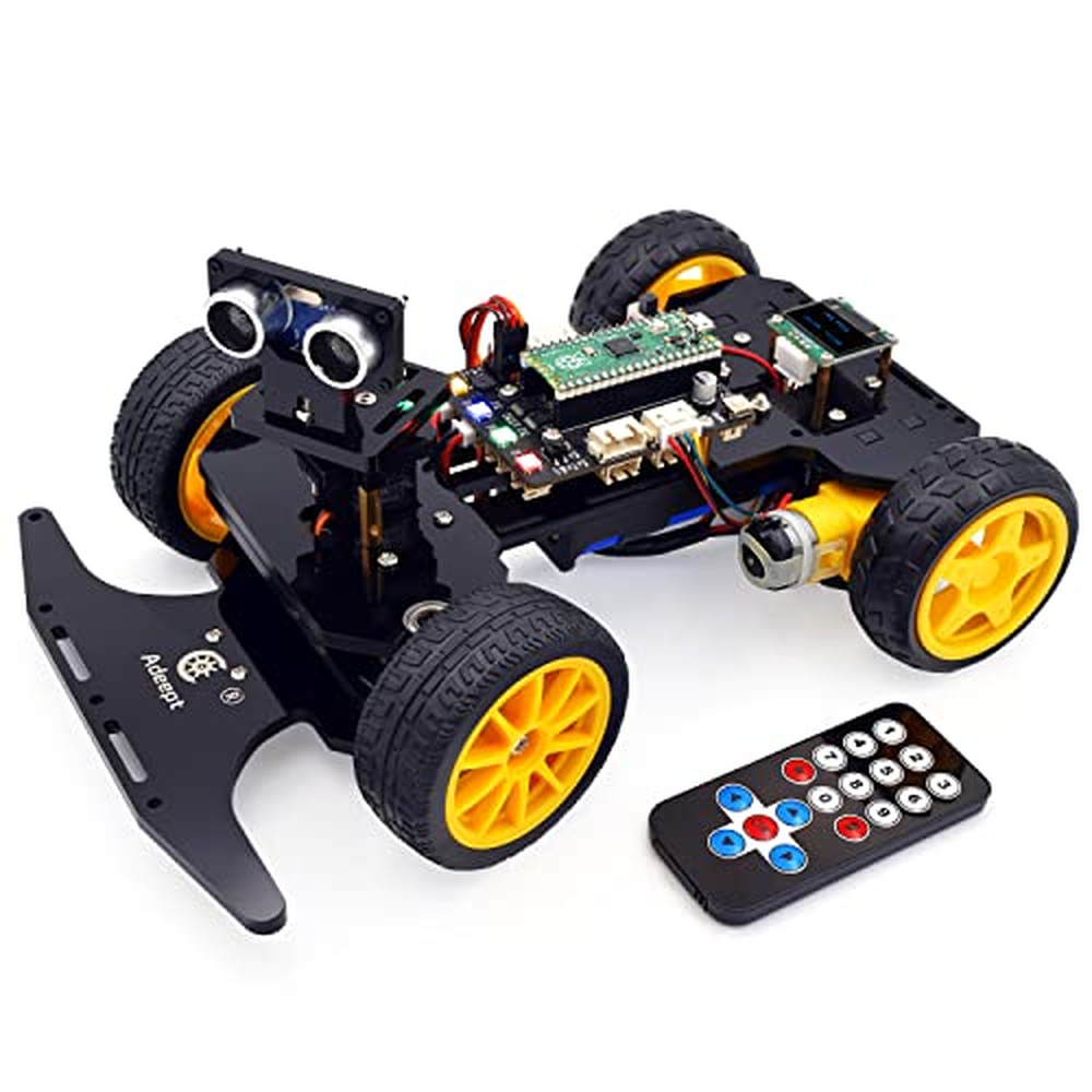 Adeept Smart Robot Car Kit pro Raspberry Pi Pico, sledování čáry, vyhýbání se překážkám, barevné světlo, OLED displej, DIY STEM 