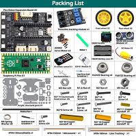 Adeept Smart Robot Car Kit pro Raspberry Pi Pico, sledování čáry, vyhýbání se překážkám, barevné světlo, OLED displej, DIY STEM 