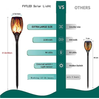 FVTLED zahradní lampy, zahradní svítilny zahradní osvětlení, 4 kusy solárních světel, denní/noční senzor, automatické osvětlení