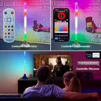 ULIGHT Smart LED stojací lampa, 1,65ft zářivkové trubice barevné RGB plné barvy, WiFi stojací lampa, 180° 360° se stínítkem, hud