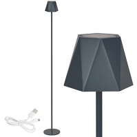 Clauss 10015 LED stojací lampa s baterií USB dobíjecí bezdrátová se stmívačem kovová pro vnitřní i venkovní použití IP54 šedá