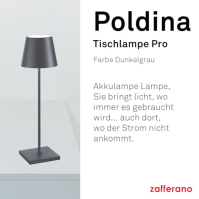 Zafferano Poldina Pro - stmívatelná stolní lampa LED z hliníku, krytí IP65, vnitřní/venkovní použití, kontaktní nabíjecí stanice