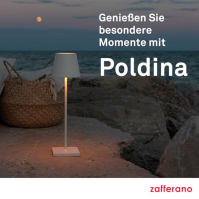 Zafferano Poldina Pro - stmívatelná stolní lampa LED z hliníku, krytí IP65, vnitřní/venkovní použití, kontaktní nabíjecí stanice