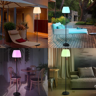 RWWR Solární stojací lampa venkovní se světelným senzorem 2 v 1 dobíjecí 8 barev IP44 venkovní stojací lampa Patio stojací lampa