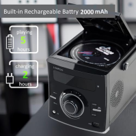 Přenosný přehrávač CD Boombox 20 W s dobíjecí baterií, Bluetooth, vstup USB, vstup AUX, připojení MIC, připojení sluchátek, dálk