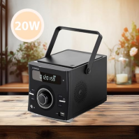 Přenosný přehrávač CD Boombox 20 W s dobíjecí baterií, Bluetooth, vstup USB, vstup AUX, připojení MIC, připojení sluchátek, dálk