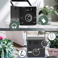 Přenosný přehrávač CD Boombox 20 W s dobíjecí baterií, Bluetooth, vstup USB, vstup AUX, připojení MIC, připojení sluchátek, dálk