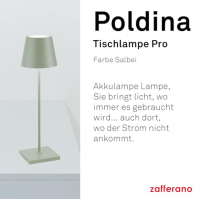 Zafferano Poldina Pro Stmívatelná bezdrátová stolní LED lampa z hliníku, krytí IP54, vnitřní/venkovní použití, kontaktní nabíjec