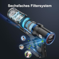 Akumulátorový vysavač Vistefly V12 Flex Cordless 32KPa, 180° skládací akumulátorový vysavač s barevnou obrazovkou Touschscreen, 