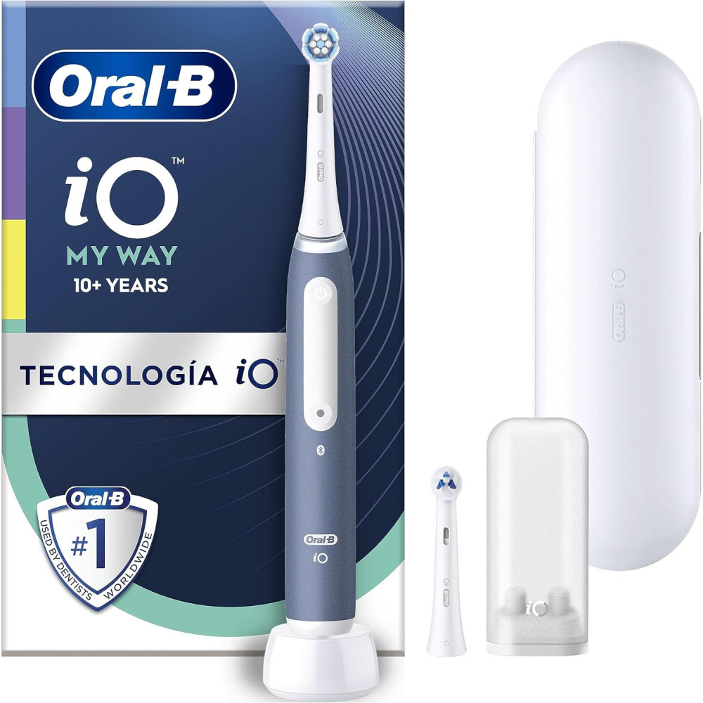 Braun Oral-B iO My Way Elektrický zubní kartáček, 1 modrý rukojeť, 2 hlavice, 1 cestovní pouzdro, od 10 let