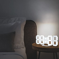 EDUP Home 3D LED digitální nástěnné hodiny Stolní budík s dálkovým ovládáním pro kuchyň Ložnice Kancelář, Módní 9,7" LED noční s