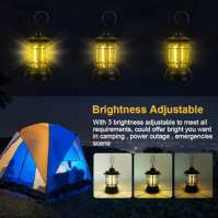 Flintronic Camping Lamp, LED kempingová lampa přenosná s hákem, reflektor se 3 režimy světla, vodotěsné nouzové světlo pro turis