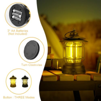 Flintronic Camping Lamp, LED kempingová lampa přenosná s hákem, reflektor se 3 režimy světla, vodotěsné nouzové světlo pro turis