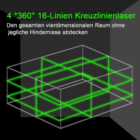 Křížový laser, laserová vodováha Geevorks 4D 16 řádků s dotykovým displejem samonivelační a pulzní režim křížový laser 2*2400mAh