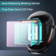 Svářečská přilba JALUWELD Auto Darkening Svářečská maska s velkým výhledem True Color Welder Mask Battery & Solar Powered DIN4/5