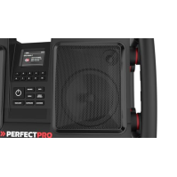 Rádio PerfectPro ROCKBULL pro staveniště, příjem DAB+ a FM, Bluetooth, vstup AUX a vstup USB, integrovaná dobíjecí baterie, nára