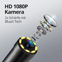 DEPSTECH Endoskopická kamera s osvětlením, 1080P HD inspekční kamera, živý obraz s 2 x zoomem, 2,4" IPS obrazovka, kanálová kame