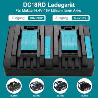 Energup Pack of 2 BL1850 Replacement Battery + DC18RD Dual Port Charger for Makita 18V BL1815 BL1830 BL1840 BL1850 BL1860 BL1850