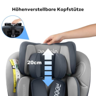 Dětská autosedačka Reecle i-Size otočná o 360° se systémem ISOFIX 40-150 cm (0-36 kg), od narození do 12 let, ECE R129