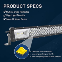 RIGIDON Car Led Light Bar s 12V stroboskopem dálkové ovládání kabelový svazek, rovný 52 palců 675W, 7D Tri Row Driving Work Lamp