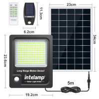 INTELAMP Solární světla pro venkovní použití s čidlem pohybu, 12000 mAh 2000 LM Solární reflektor pro venkovní použití, Super ja