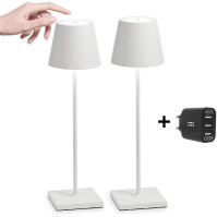 Zafferano Kit 2x Poldina Pro - Bezdrátová LED stolní lampa s dotykovým stmívačem, IP65, [Exkluzivní na Amazonu]