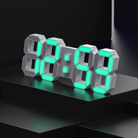 EDUP HOME Digitální nástěnné hodiny 3D LED se 7 barvami, dálkovým ovládáním, stmívatelným nočním světlem, tichým buzením, USB 12