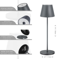 NiceBuy Stolní lampa bezdrátová stmívatelná dotyková LED stolní lampa Baterie USB dobíjecí venkovní stolní lampa bezdrátová lamp