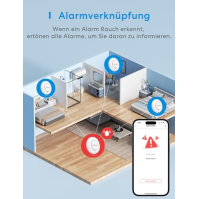 Meross WLAN hlásič kouře / požáru 3 ks s rozbočovačem pracuje s Apple HomeKit Kompatibilní s ložnicí Hlásič požáru s funkcí ztlu