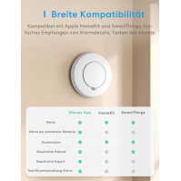 Meross WLAN hlásič kouře / požáru 3 ks s rozbočovačem pracuje s Apple HomeKit Kompatibilní s ložnicí Hlásič požáru s funkcí ztlu