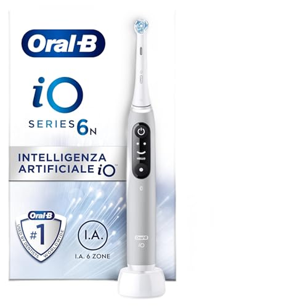 Nabíjecí elektrický zubní kartáček Oral-B iO 6N, tlakový senzor, interaktivní displej, umělá inteligence, 2 kartáčkové hlavice, 