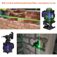 Laserový nivelační přístroj, KKnoon 4 X 360° zelený křížový samonivelační přístroj, 4D 16 horizontálních a vertikálních čar s ot