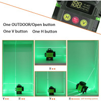 Laserový nivelační přístroj, KKnoon 4 X 360° zelený křížový samonivelační přístroj, 4D 16 horizontálních a vertikálních čar s ot