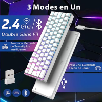 RK ROYAL KLUDGE RK61 Bezdrátová klávesnice AZERTY Francouzská klávesnice AZERTY 60% Mechanická herní klávesnice RGB podsvícená p