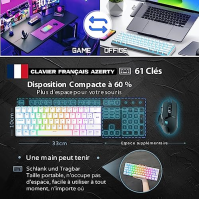 RK ROYAL KLUDGE RK61 Bezdrátová klávesnice AZERTY Francouzská klávesnice AZERTY 60% Mechanická herní klávesnice RGB podsvícená p