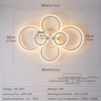 SUCIKORIO LED stropní světlo stmívatelné s dálkovým ovládáním, moderní LED stropní lampa kulatá obývací pokoj 54W lampa do obýva