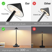 Stolní lampy Hapfish na baterie, 6000mAh dobíjecí bezdrátová stolní lampa LED, módní a přenosná, 3 barevné režimy, stmívatelná, 